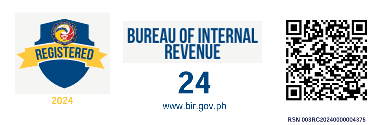 Bureau of Internal Revenue registered online business badge with verification QR code